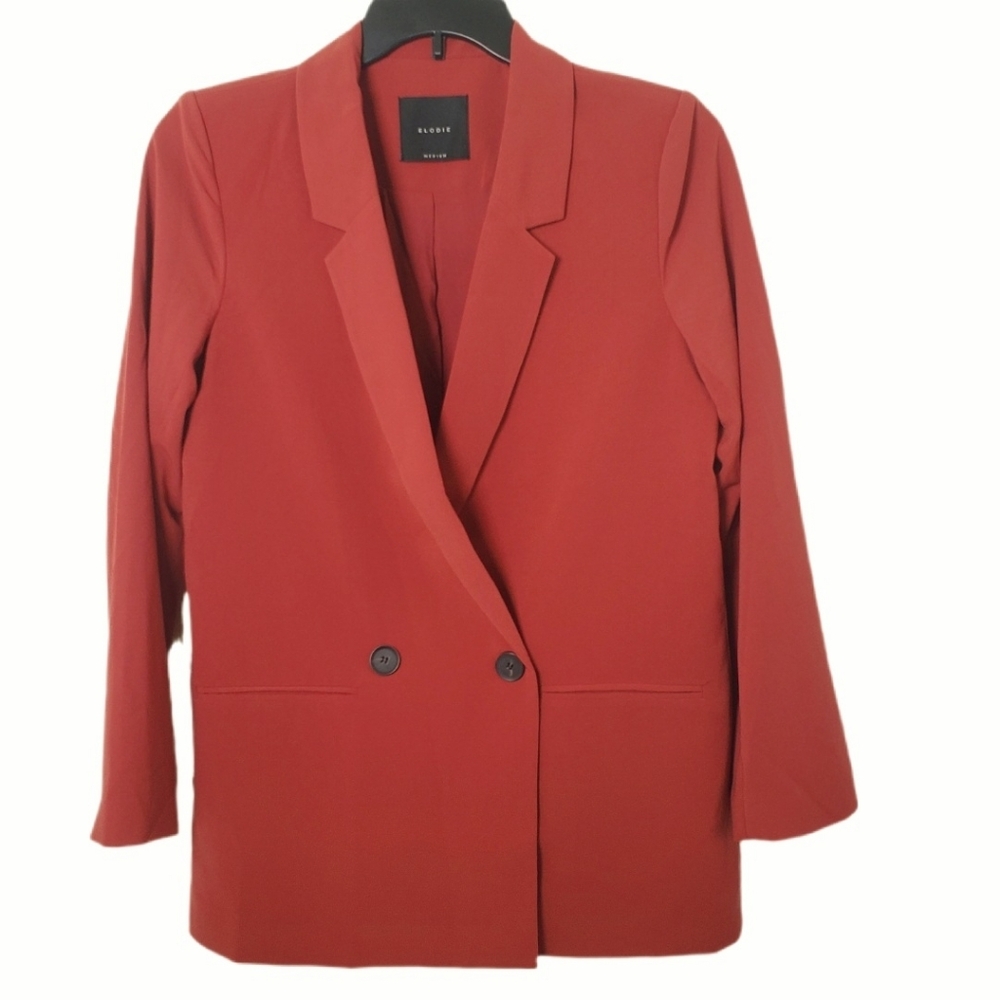 Elodie Women's Terra‎ Cotta Red Boyfriend Blazer Jacket From Revolve Size Medium